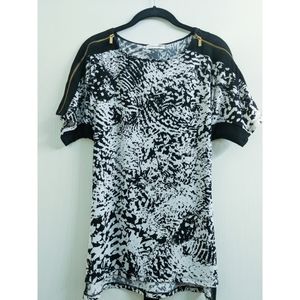 SOLD-Calvin Klein Zebra Blouse with Gold Zippers